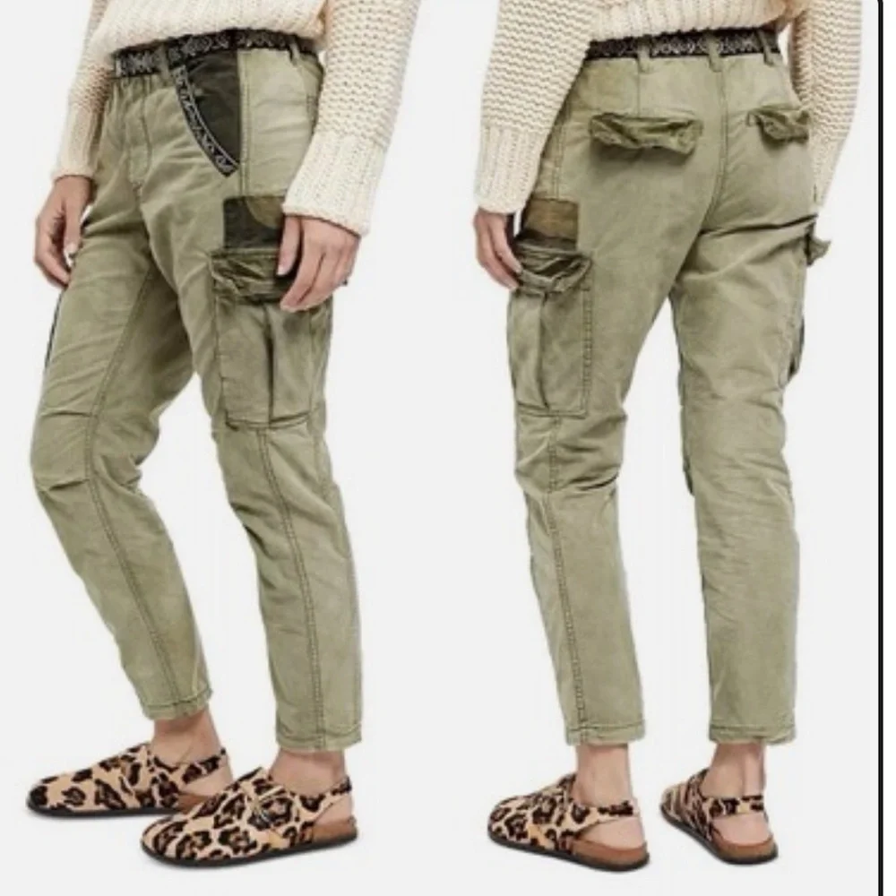 Free People Olive Green Cargo Ankle Pants